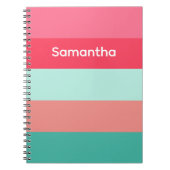 Pink and Green Custom Color Block Striped Notebook Notitieboek (Voorkant)