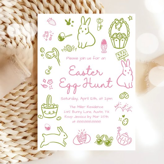 Pink and Green Easter Egg Hunt Party Kaart