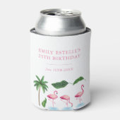 Pink and green Floral Birthday  Blikjeskoeler (Blikje Voorkant)