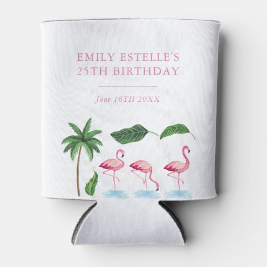 Pink and green Floral Birthday  Blikjeskoeler (Voorkant)