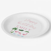 Pink and green Floral Birthday Papieren Bordje (Gekanteld)