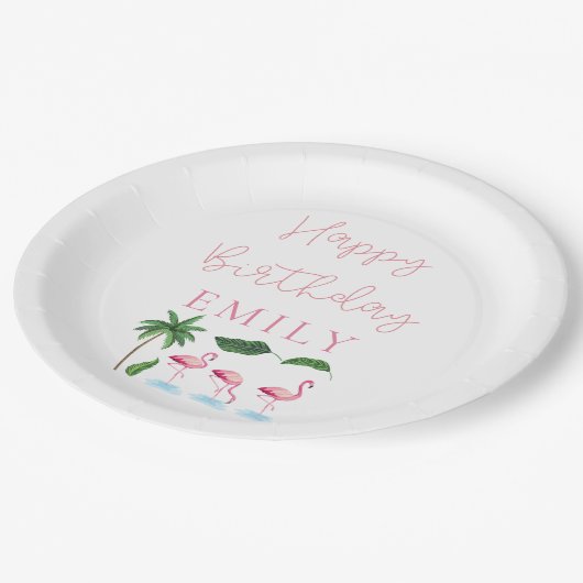 Pink and green Floral Birthday Papieren Bordje (Gekanteld)