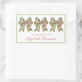 Pink and Green Floral Personalized Bookplate Rechthoekige Sticker (Tas)