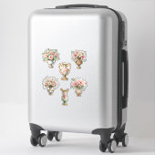 Pink and Green Floral Vase Sheet of Stickers (Koffer)