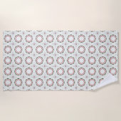 Pink and green geometric patterned  strandlaken (Voorkant)