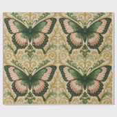 Pink and Green Gift Wrap Butterfly Print Cadeaupapier (Vlak)