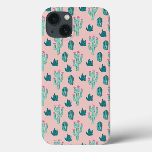 Pink and Green Girly Cactus Pattern Case-Mate iPhone Case (Achterkant)
