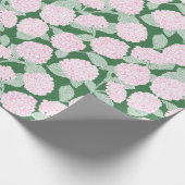 Pink and Green Hydrangea Floral Cadeaupapier (Hoek)