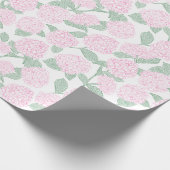 Pink and Green Hydrangea Floral Cadeaupapier (Hoek)