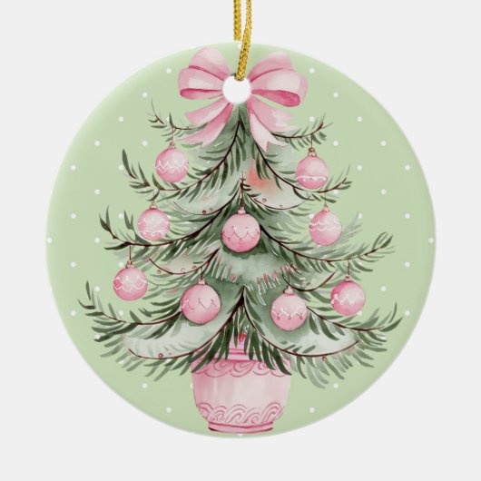 Pink and Green Keramisch Ornament (Voorkant)