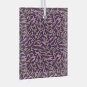  Pink and Green Leaf Pattern on Dark Purple Back Glas Ornament (Voorkant Rechts)