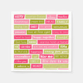 Pink and Green Love Letter Typography Squares Servet (Voorkant)