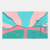 Pink and Green Minimalistic Landscape Stickers (Voorkant)