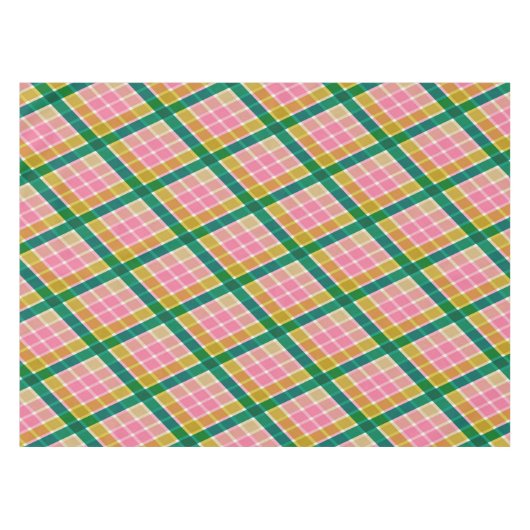 Pink and Green Modern Plaid Christmas Pattern Tafelkleed (Voorkant (Horizontaal))