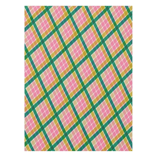 Pink and Green Modern Plaid Christmas Pattern Tafelkleed (Voorkant)