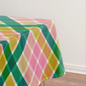 Pink and Green Modern Plaid Christmas Pattern Tafelkleed (Voorbeeld)