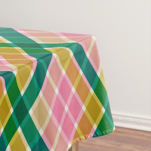 Pink and Green Modern Plaid Christmas Pattern Tafelkleed (Voorbeeld)