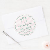 Pink And Green Palm Springs Bridal Shower Favor Ronde Sticker (Envelop)