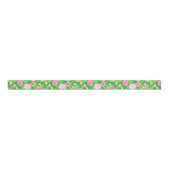 Pink and Green Preppy Palm Beach Floral Grosgrain Lint (Voorkant)