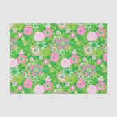 Pink and Green Preppy Palm Beach Floral Tissuepapier (Voorkant)