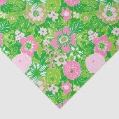 Pink and Green Preppy Palm Beach Floral Tissuepapier (Detail)