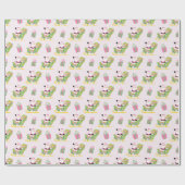 Pink and Green Preppy Palm Beach Santa Claus Cadeaupapier (Vlak)