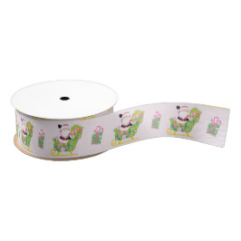 Pink and Green Preppy Palm Beach Santa Claus Grosgrain Lint