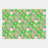 Pink and Green Preppy Palm Beach Santa Claus Inpakpapier Vel (Voorkant 2)