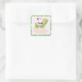 Pink and Green Preppy Palm Beach Santa Enclosure Vierkante Sticker (Tas)