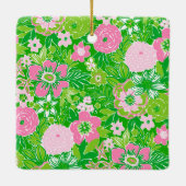 Pink and Green Preppy Palm Beach Santa Keramisch Ornament (Achterkant)