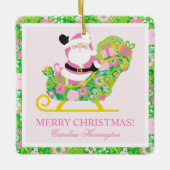 Pink and Green Preppy Palm Beach Santa Keramisch Ornament (Voorkant)