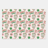 Pink and Green Retro Christmas  Inpakpapier Vel (Voorkant 2)