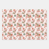Pink and Green Retro Christmas  Inpakpapier Vel (Voorkant)
