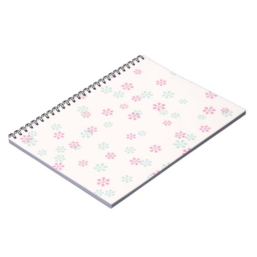 Pink And Green Snowflake Spiral Photo Notebook Notitieboek (Linkerzijde)