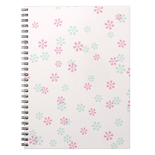 Pink And Green Snowflake Spiral Photo Notebook Notitieboek (Voorkant)