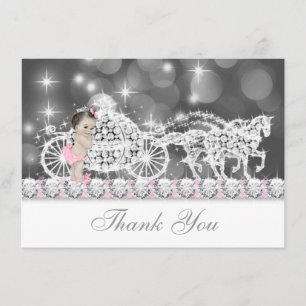 Pink and Grey Princess Baby shower Dank je wel Bedankkaart