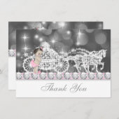 Pink and Grey Princess Baby shower Dank je wel Bedankkaart (Voorkant / Achterkant)