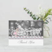 Pink and Grey Princess Baby shower Dank je wel Bedankkaart (Staand voorkant)