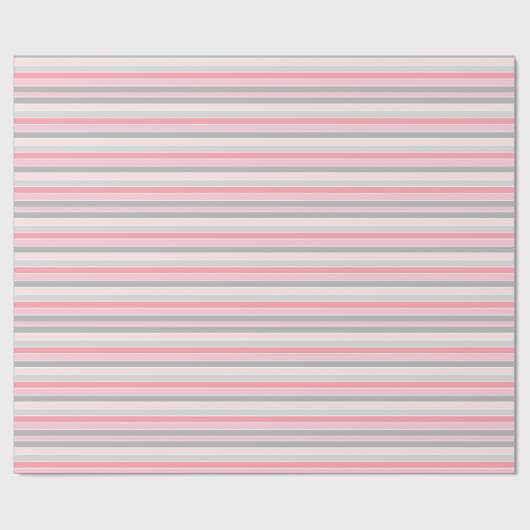 Pink and Grey Stripes Cadeaupapier (Vlak)