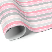Pink and Grey Stripes Cadeaupapier (Rol Hoek)
