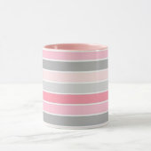 Pink and Grey Stripes Mok (Midden)