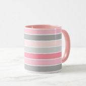 Pink and Grey Stripes Mok (Voorkant rechts)
