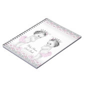 Pink and Grey Twins Baby shower gastenboek Notitieboek (Linkerzijde)