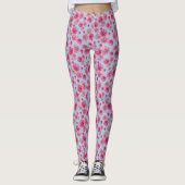 Pink and light blue gerbera daisy floral Patterned Leggings (Voorkant)