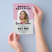 Pink and light gray minimalist beauty salon flyer (Hand)
