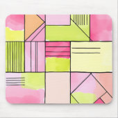 Pink and Lime-Green Patchwork Abstract Muismat (Voorkant)