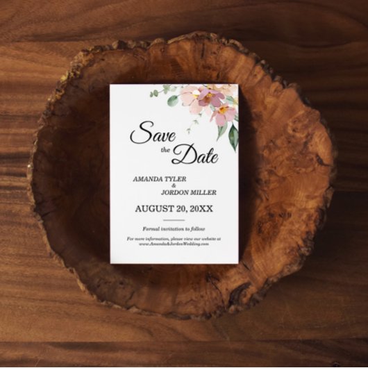 Pink and Mauve Floral Wedding Save The Date
