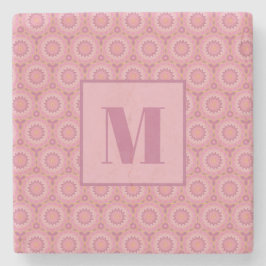Pink and Mauve Initial Stone Coaster Stenen Onderzetter