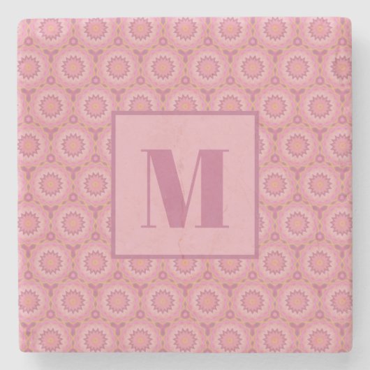 Pink and Mauve Initial Stone Coaster Stenen Onderzetter (Voorkant)