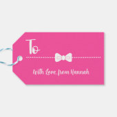 Pink and Mint Bright Christmas Diagonal Stripe Cadeaulabel (Achterkant Horizontaal)